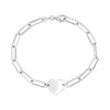 Sterling Silver Rhodium Plated Engravable Heart Paperclip Bracelet (2.10 mm), view 2