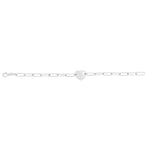 Sterling Silver Rhodium Plated Engravable Heart Paperclip Bracelet (2.10 mm), view 3