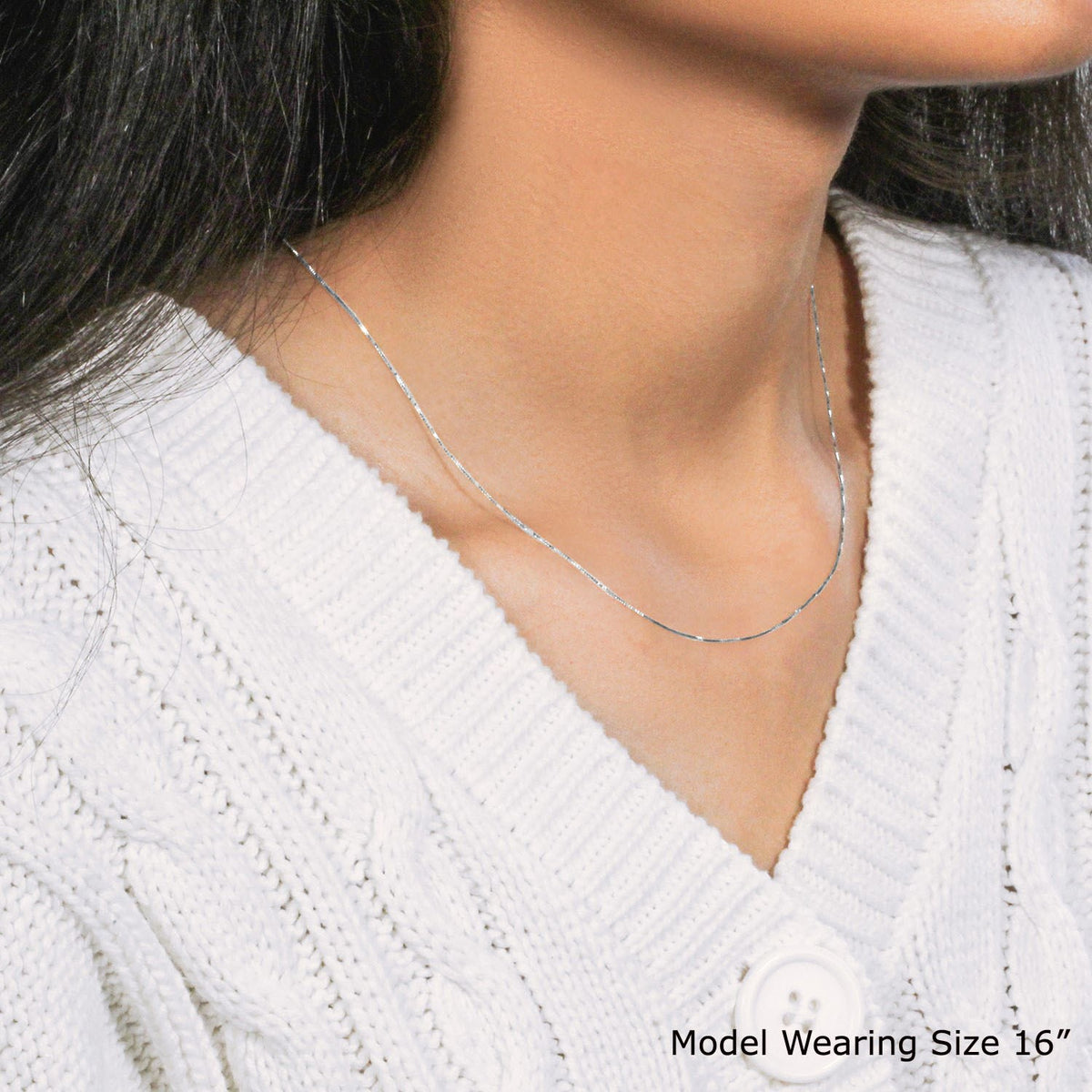 10k White Gold Classic Box Chain (0.45 mm), view 10