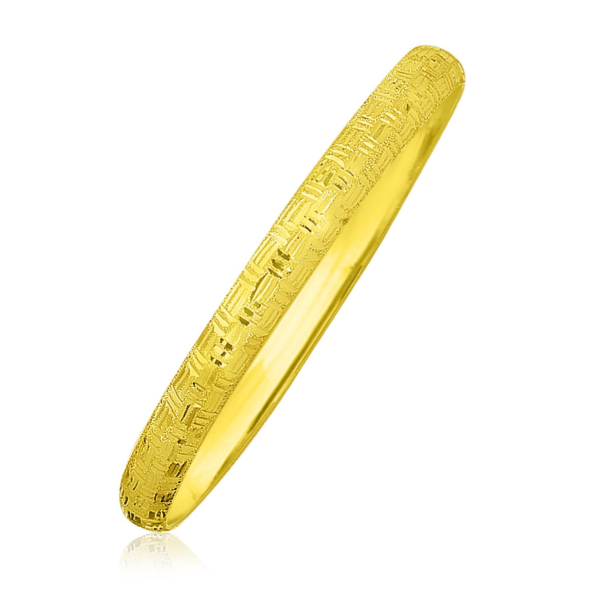 10K Yellow Gold Greek Pattern Textured Bangle (6.00 mm)