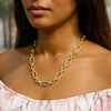 14k Yellow Gold Italian Alternating Paperclip Oval Links Chain Necklace