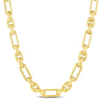 14K Yellow Gold Italian Alternating Paperclip Oval Links Chain Necklace, view 5