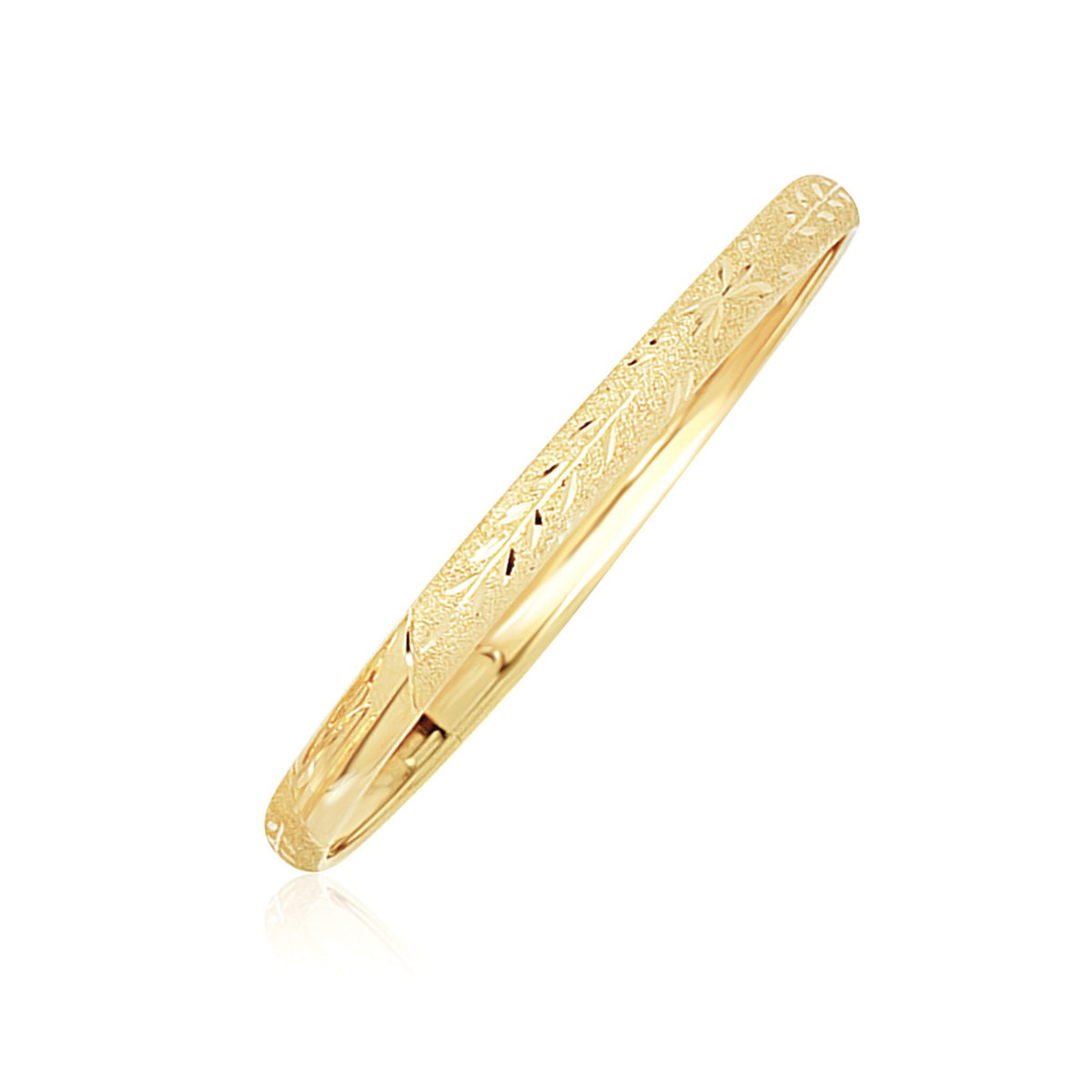 10K Yellow Gold Dome Childrens Diamond Cut Florentine Bangle (4.00 mm)