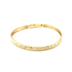 10K Yellow Gold Dome Childrens Diamond Cut Florentine Bangle (4.00 mm), view 2
