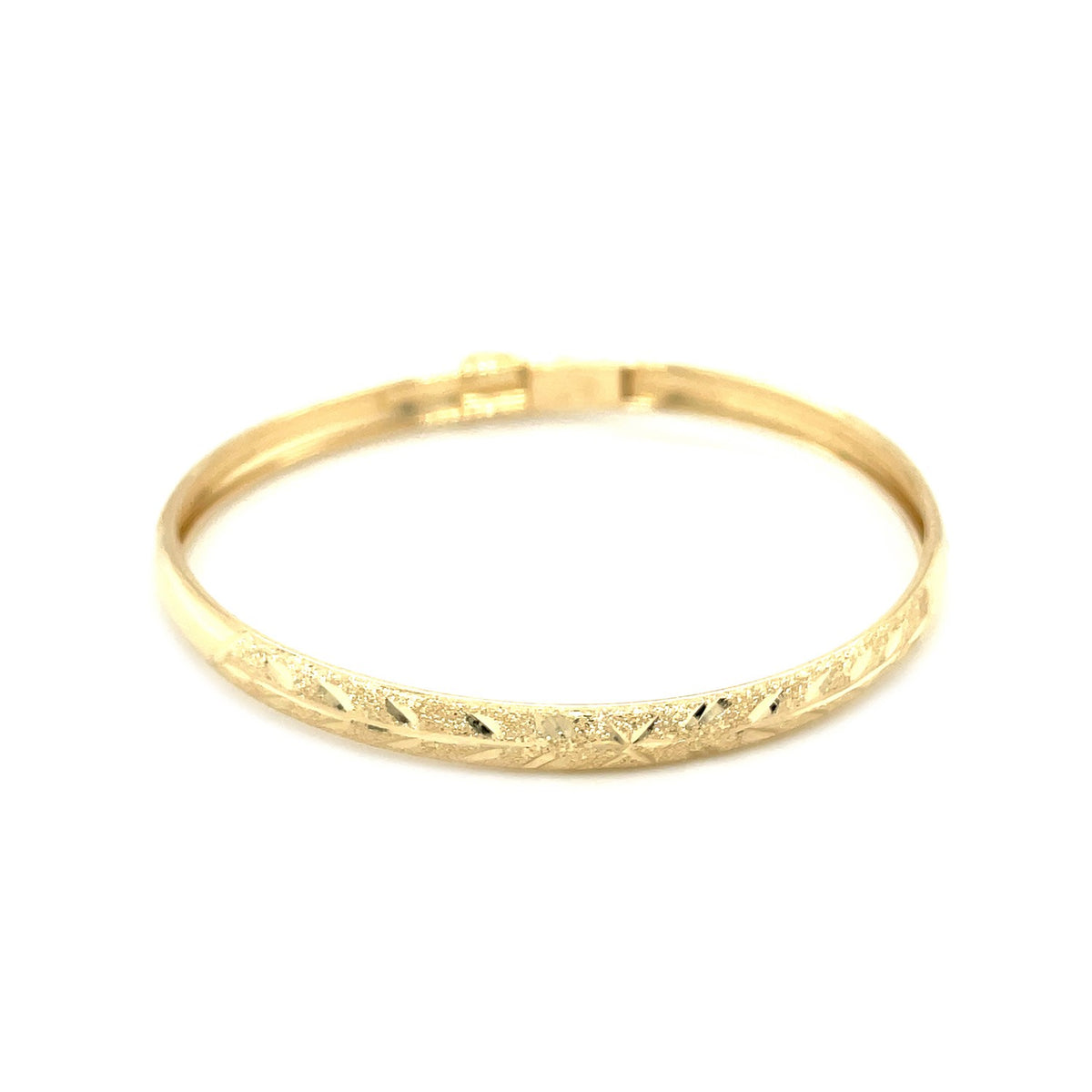 10K Yellow Gold Dome Childrens Diamond Cut Florentine Bangle (4.00 mm), view 2