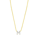 14K Yellow Gold Mini Diamond M Initial Pendant Necklace