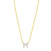 14K Yellow Gold Mini Diamond M Initial Pendant Necklace