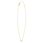 14K Yellow Gold Mini Diamond M Initial Pendant Necklace, view 2