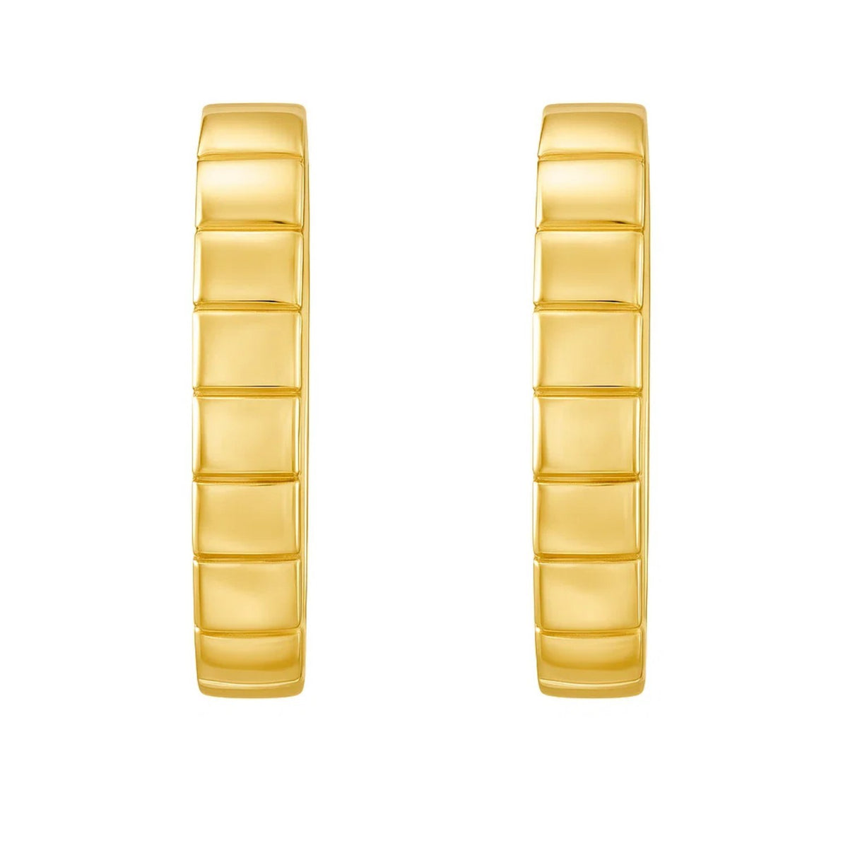 14K Yellow Gold Fancy Oval Hoop Earrings, view 2