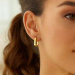 14K Yellow Gold Fancy Oval Hoop Earrings, view 3