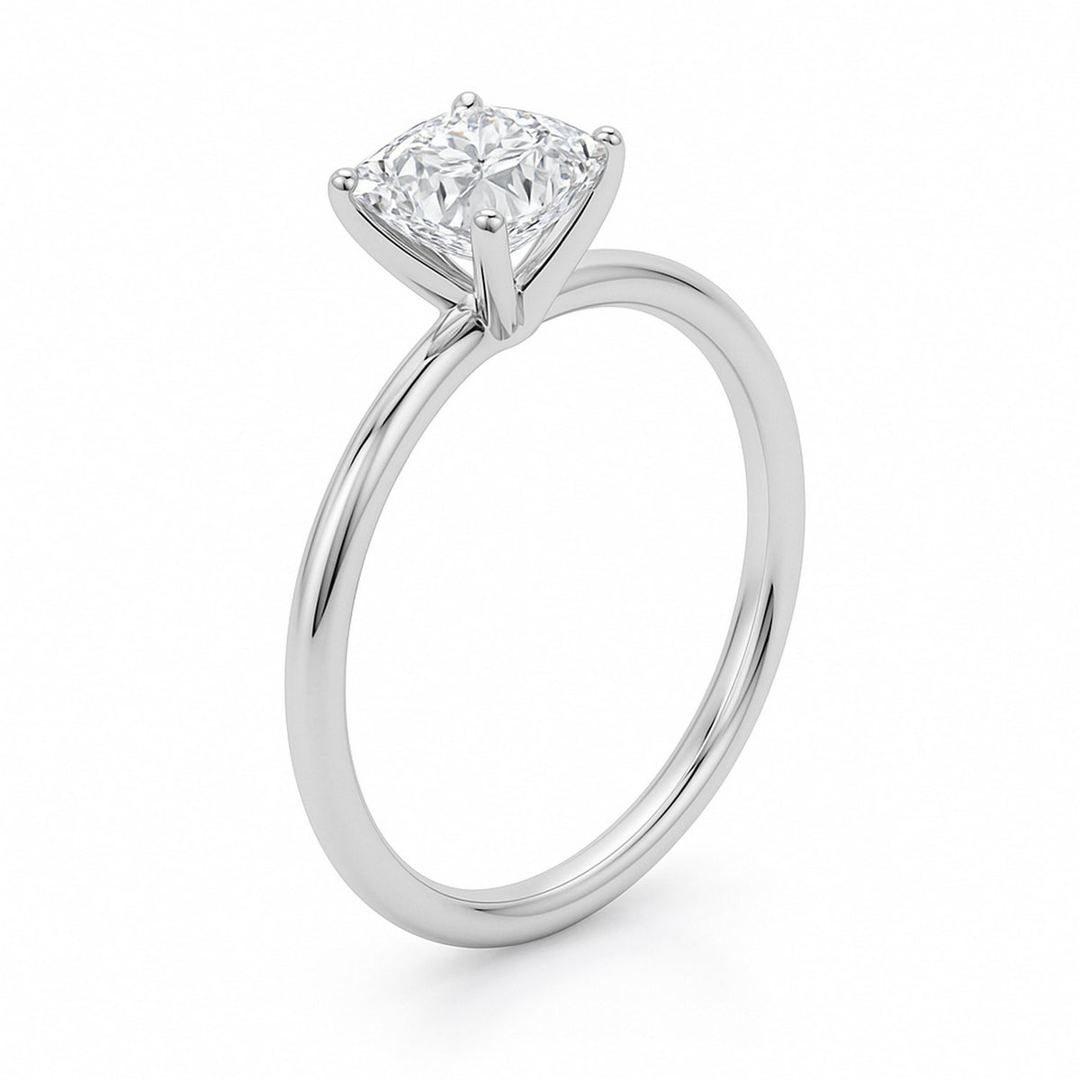 1 Carat Cushion Lab Grown IGI G/VS1 Diamond Solitaire Ring in 14K White Gold, view 2