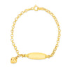 14K Yellow Gold Heart Accented Childrens Cable Chain ID Bracelet (6.35 mm), view 2