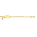 14K Yellow Gold Heart Accented Childrens Cable Chain ID Bracelet (6.35 mm), view 7