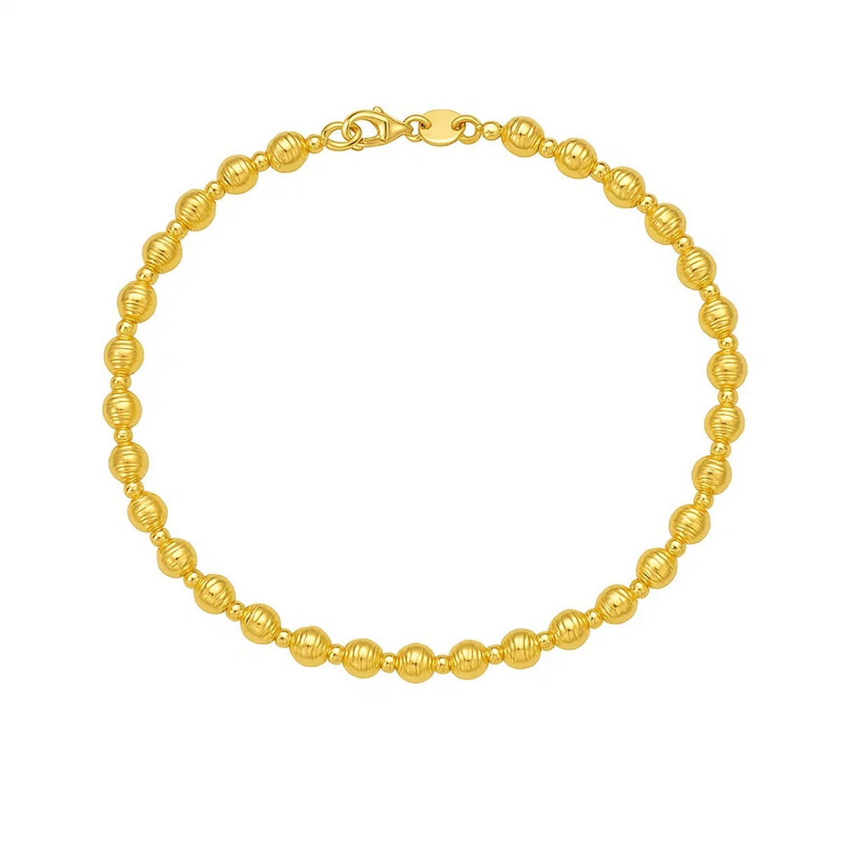 14K Yellow Gold Disco Diamond Cut Bead Bracelet (4.00 mm), view 2
