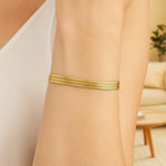 14K Yellow Gold 7 inch Three Strand Herringbone Chain Bracelet (1.80 mm), view 3