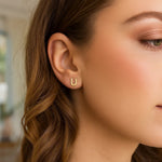 14K Yellow Gold Yours Truly Initial U Stud Earrings, view 2