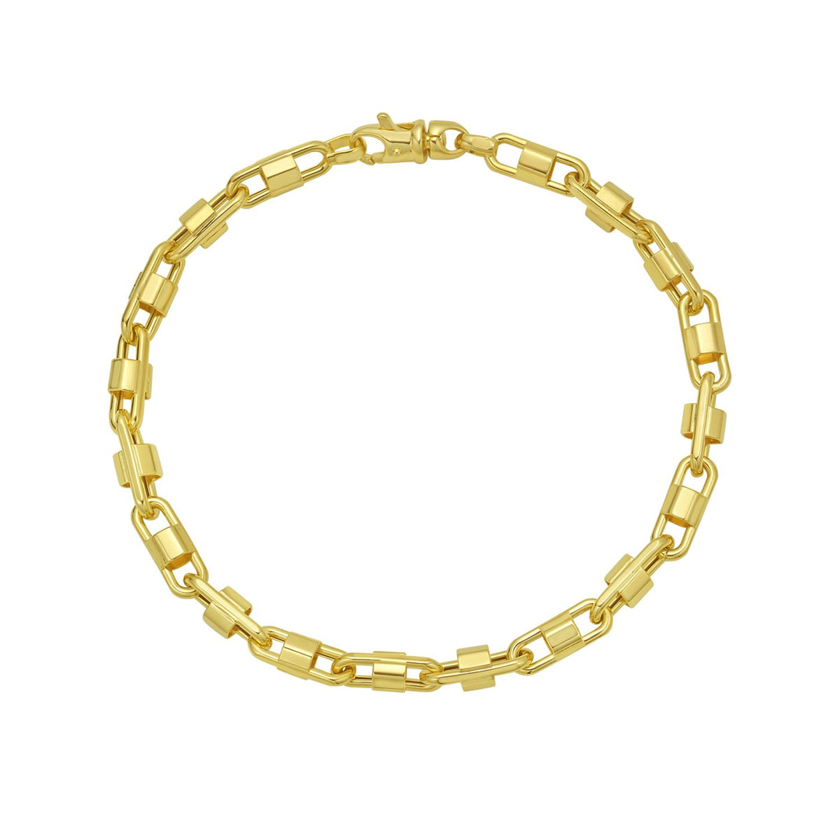 14K Yellow Gold Square Byzantine Chain Bracelet (2.00 mm), view 2