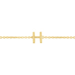 14K Yellow Gold Mini Initial H Bracelet, view 2