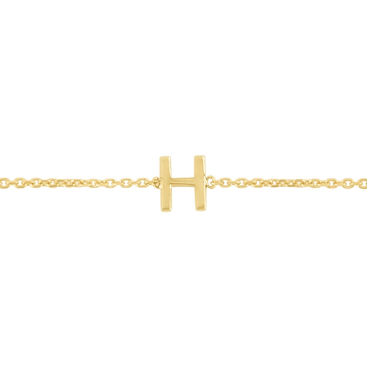 14K Yellow Gold Mini Initial H Bracelet, view 2