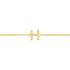 14K Yellow Gold Mini Initial H Bracelet, view 2