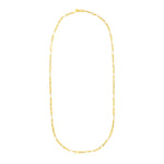 14K Yellow Gold Paperclip Chain and Pearl Necklace