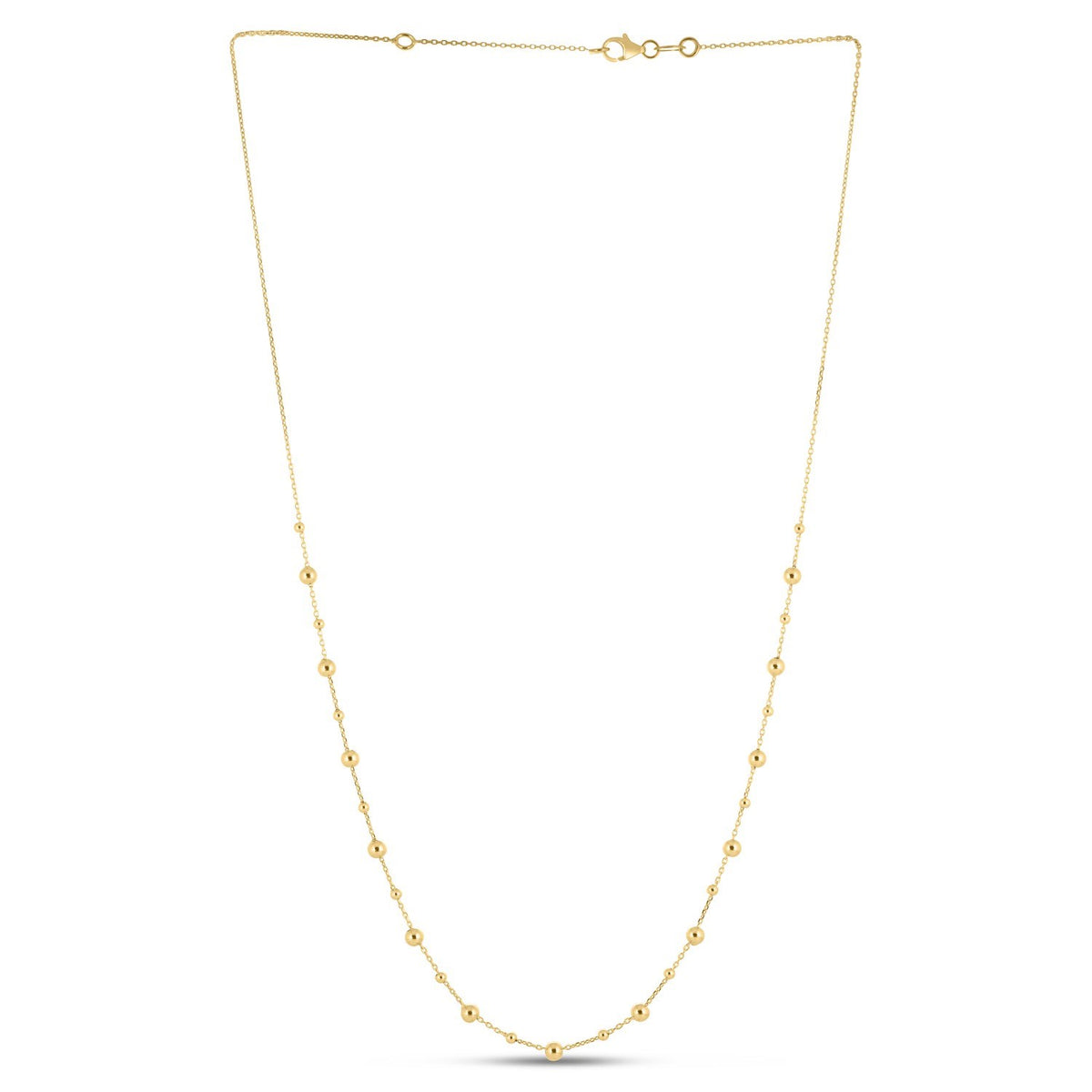 14K Yellow Gold Bead Necklace, view 2