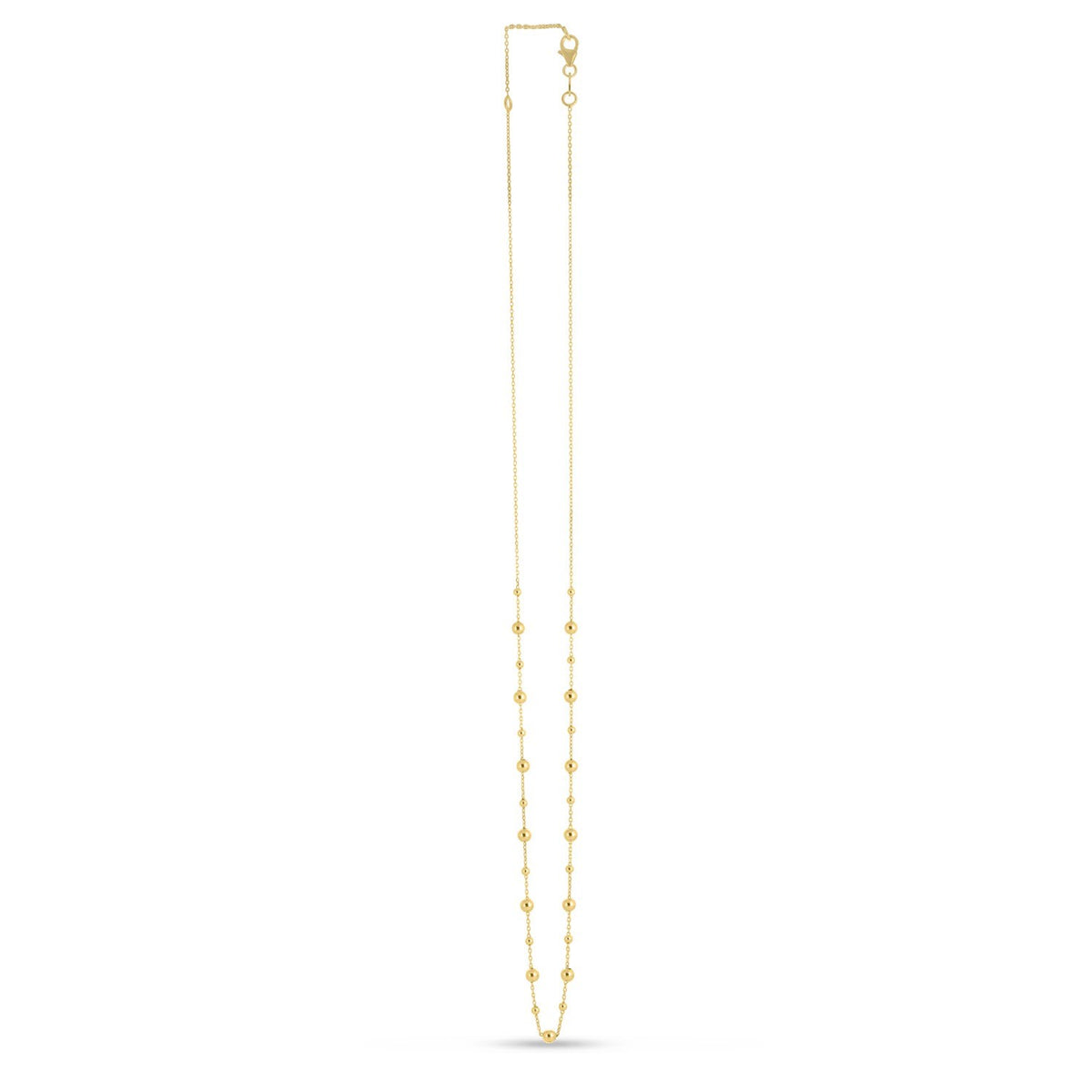14K Yellow Gold Bead Necklace, view 3