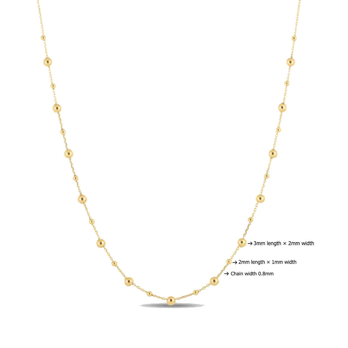 14K Yellow Gold Bead Necklace, view 4