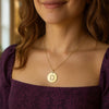 14K Yellow Gold Disc Initial D Pendant