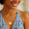 14K Yellow Gold Disc Initial D Pendant
