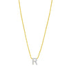 14K Yellow Gold Mini Diamond R Initial Pendant Necklace
