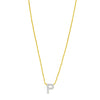 14K Yellow Gold Mini Diamond P Initial Pendant Necklace