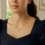 14K Yellow Gold Mini Diamond P Initial Pendant Necklace, view 4