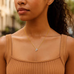 14K Yellow Gold Mini Diamond P Initial Pendant Necklace, view 5