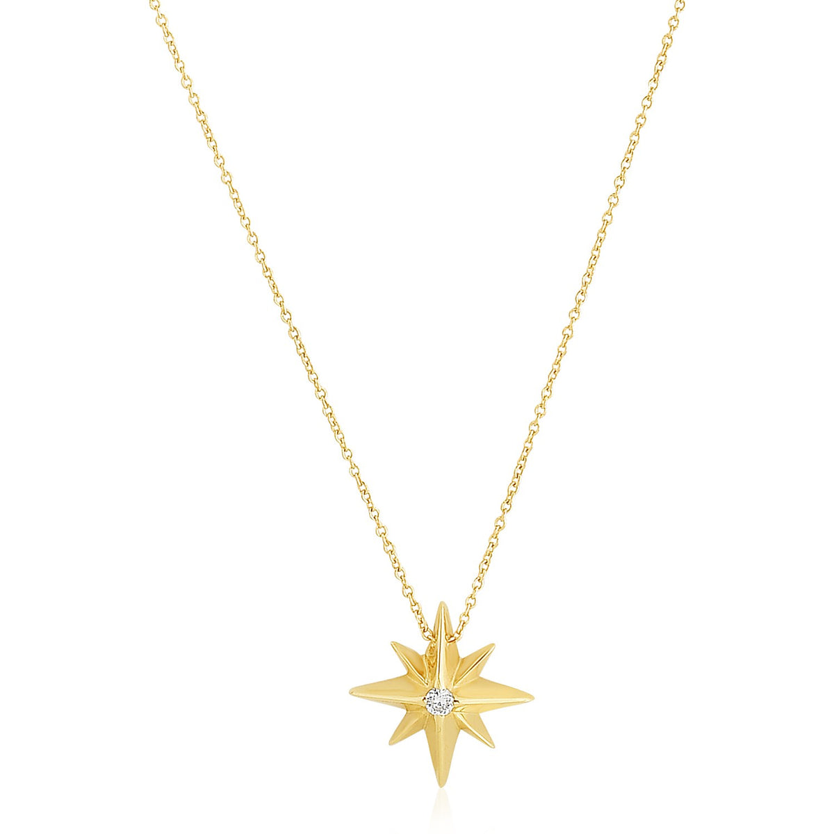 14K Yellow Gold High Polish North Star Necklace