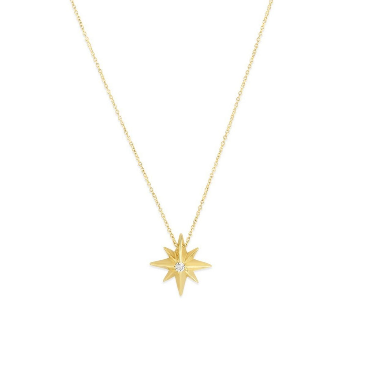 14K Yellow Gold High Polish North Star Necklace, view 2