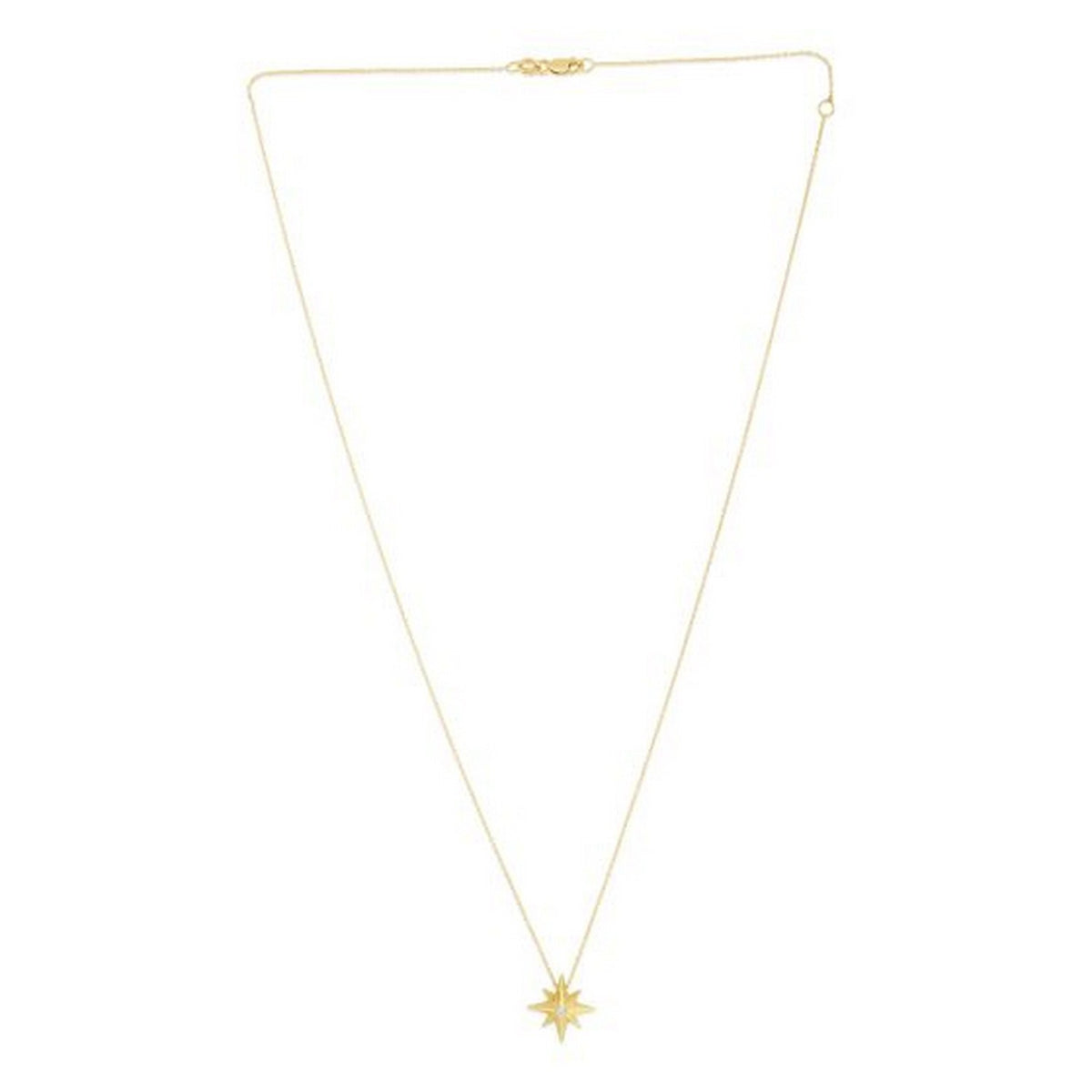 14K Yellow Gold High Polish North Star Necklace, view 3