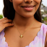 14K Yellow Gold High Polish North Star Necklace, view 4