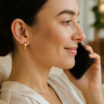 Small Tube Shaped Hoop Earrings in 14K Yellow Gold, view 3