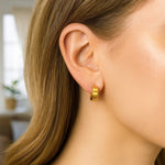 Small Tube Shaped Hoop Earrings in 14K Yellow Gold, view 4
