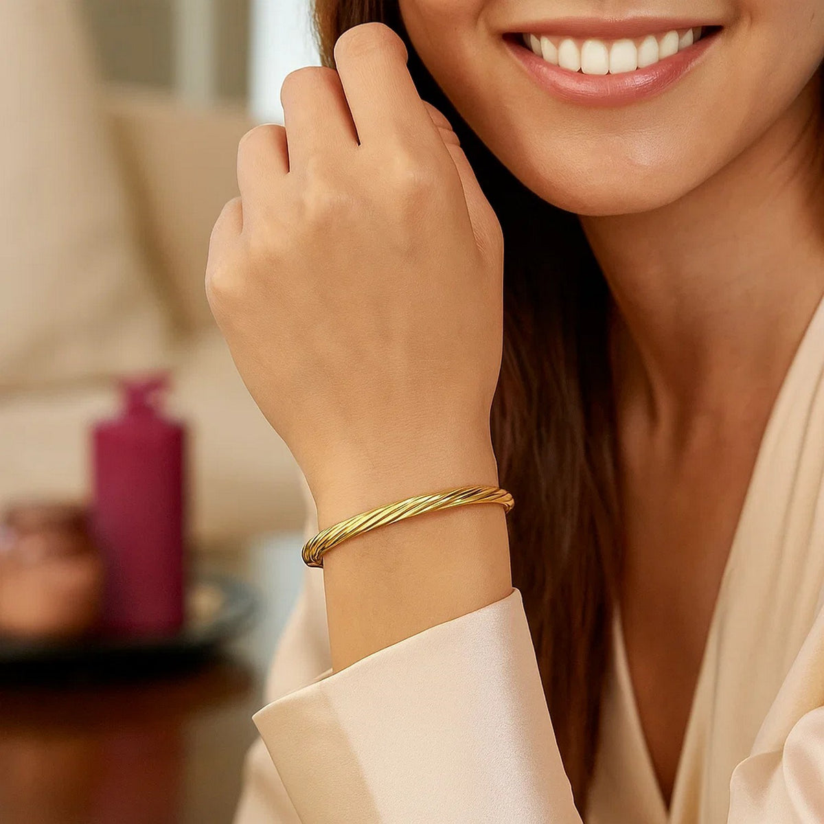 14K Yellow Gold Twist Bangle (5.30 mm), view 5