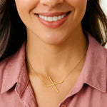 14K Yellow Gold Yours Truly Large Initial X Necklace, view 3