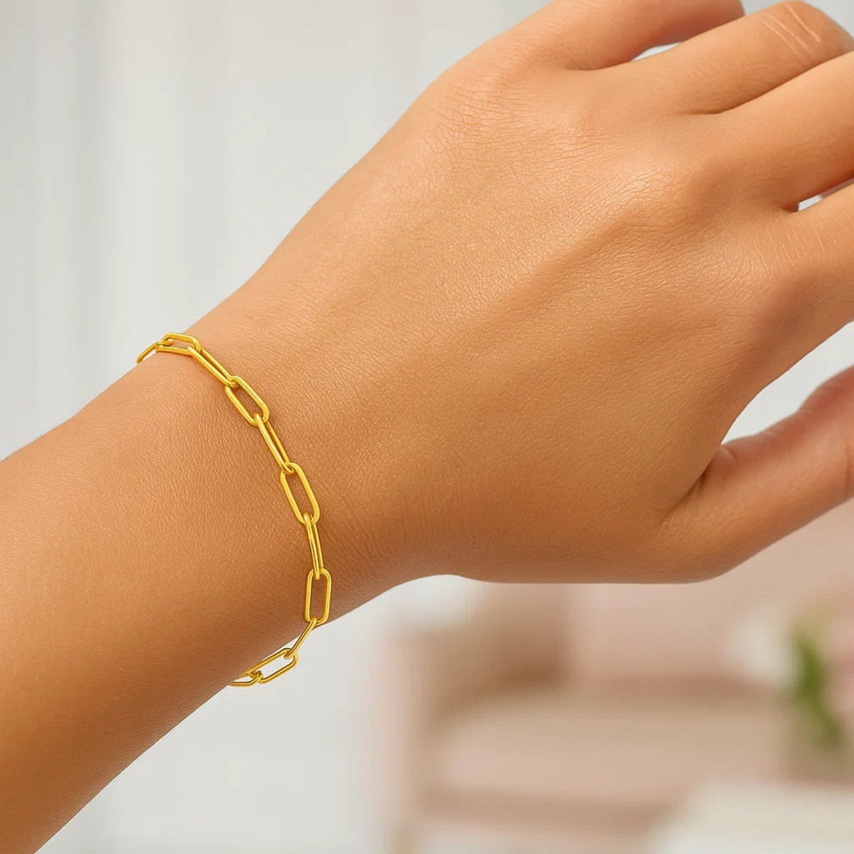 14K Yellow Gold Paperclip Bracelet (3.50 mm), view 3