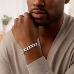 Rhodium Plated Sterling Silver Curb Style Bracelet (8.40 mm), view 4
