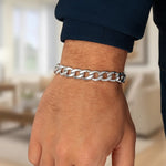 Rhodium Plated Sterling Silver Curb Style Bracelet (8.40 mm), view 6