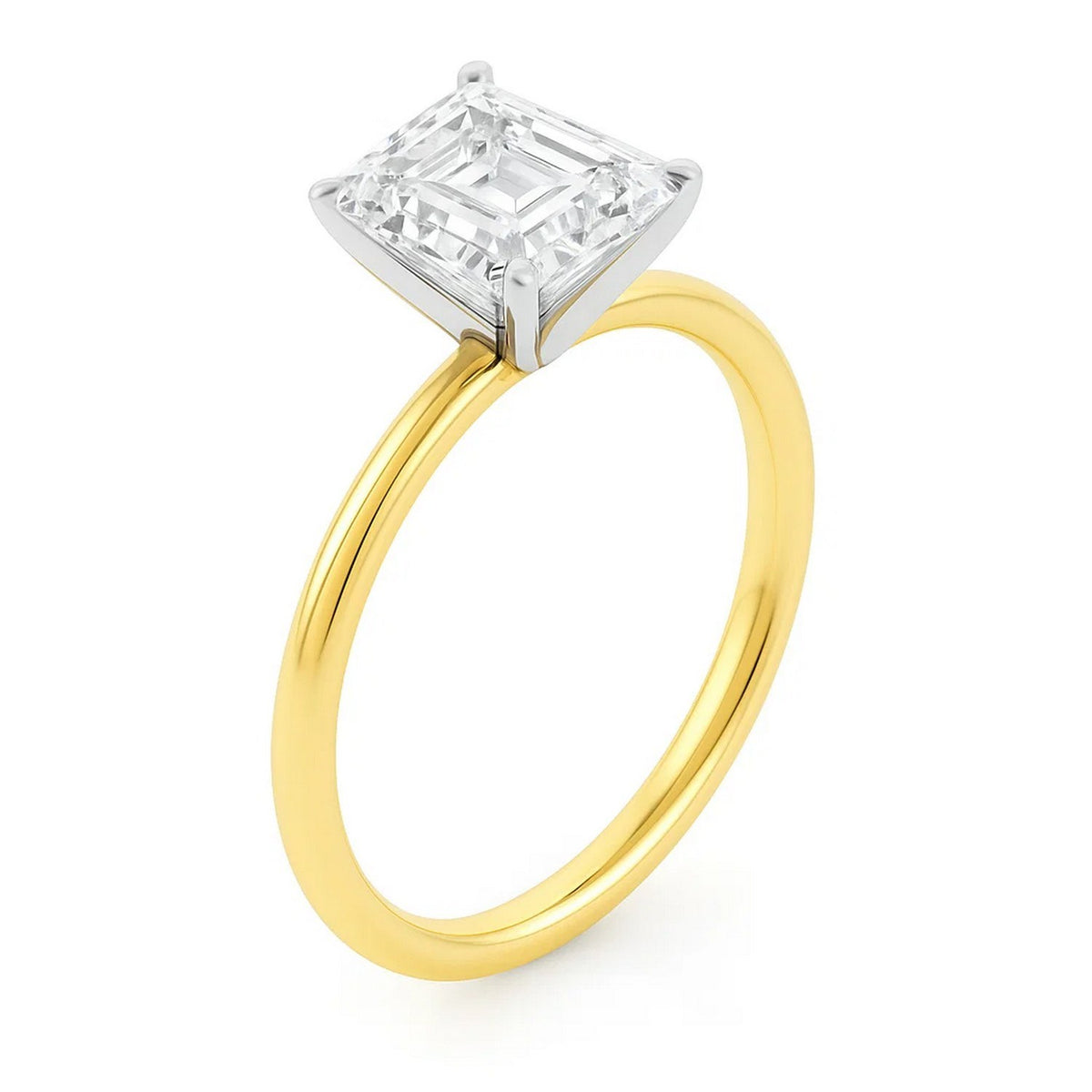 3 Carat Emerald Lab Grown IGI G/VS1 Diamond Solitaire Ring in 10K Yellow Gold, view 2