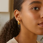 Sterling Silver Yellow Gold Plated Round Hoop Earrings, view 5