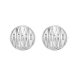 Sterling Silver Sculpted Domed Disc Stud Earrings, view 2