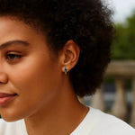 14K Yellow Gold and Enamel Black Lightning Bolt Stud Earrings, view 3