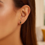14K Yellow Gold and Enamel Black Lightning Bolt Stud Earrings, view 4
